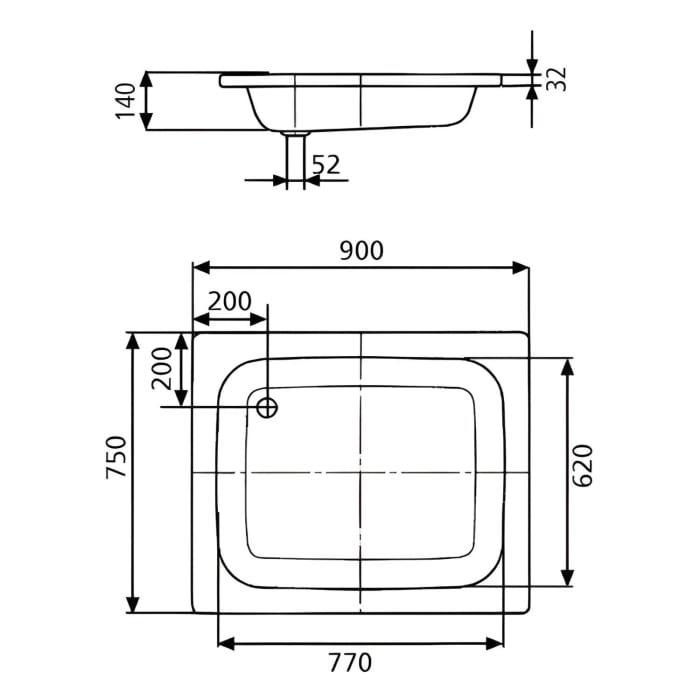 Kaldewei Sanidusch 549 Duschwanne 75 x 90 x 14 cm
