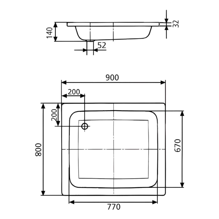 Kaldewei Sanidusch 551 Duschwanne 80 x 90 x 14 cm