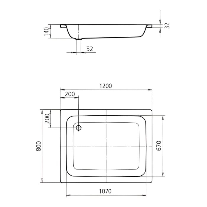 Kaldewei Sanidusch 552 Duschwanne 80 x 120 x 14 cm