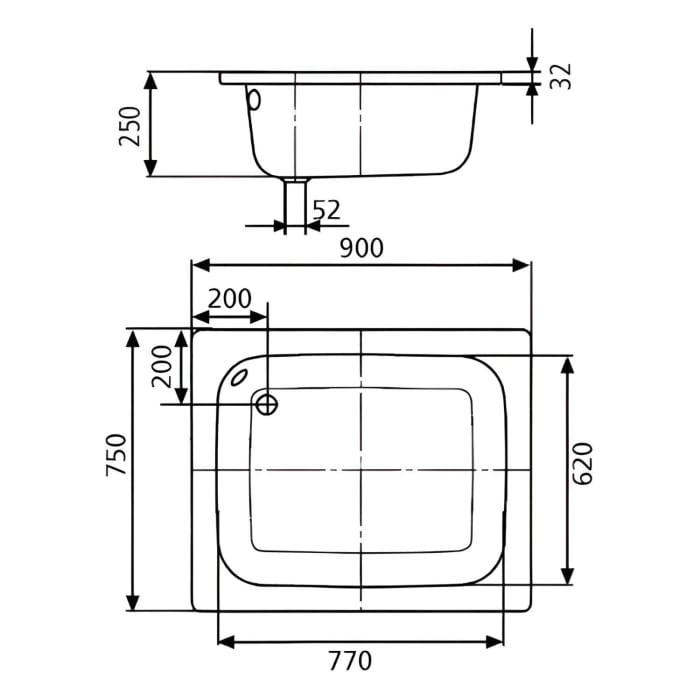 Kaldewei Sanidusch 559 Duschwanne 75 x 90 x 25 cm