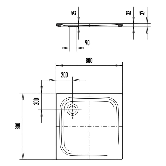 Kaldewei SUPERPLAN CLASSIC 386-5 Duschwanne 80 x 80 cm, inkl. Wannenträger extraflach