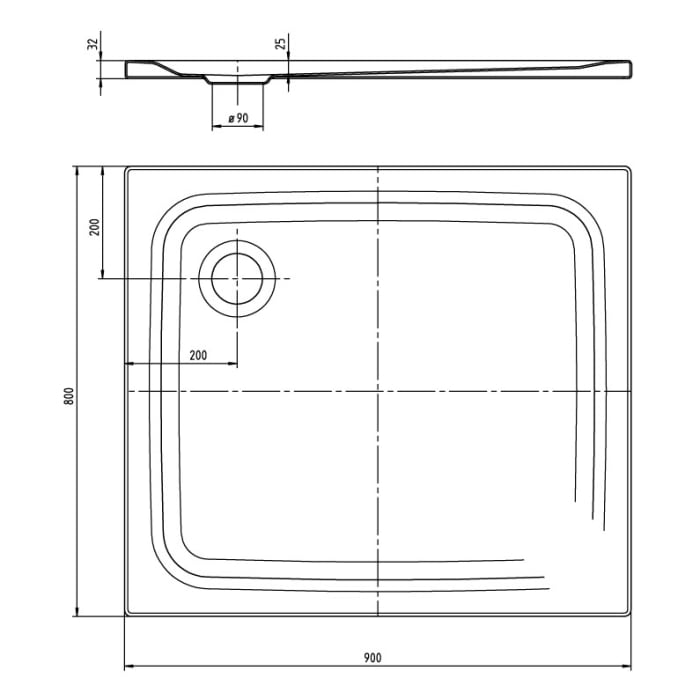Kaldewei SUPERPLAN CLASSIC 388-1 Duschwanne 80 x 90 cm mit Secure Plus