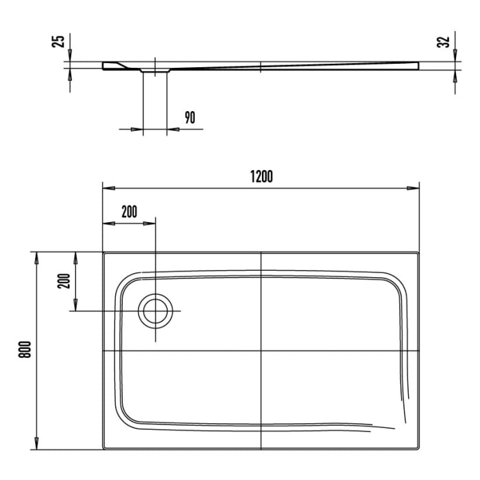 Kaldewei SUPERPLAN CLASSIC 389-1 Duschwanne 80 x 120 cm mit Perl-Effekt