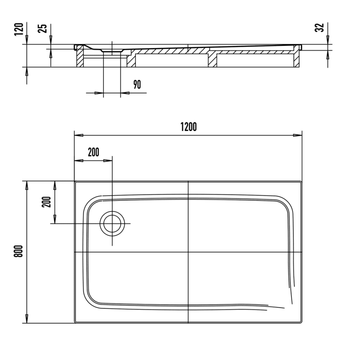 Kaldewei SUPERPLAN CLASSIC 389-2 Duschwanne 80 x 120 cm mit Perl-Effekt, inkl. Wannenträger