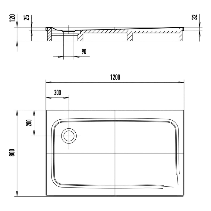 Kaldewei SUPERPLAN CLASSIC 389-2 Duschwanne 80 x 120 cm, inkl. Wannenträger