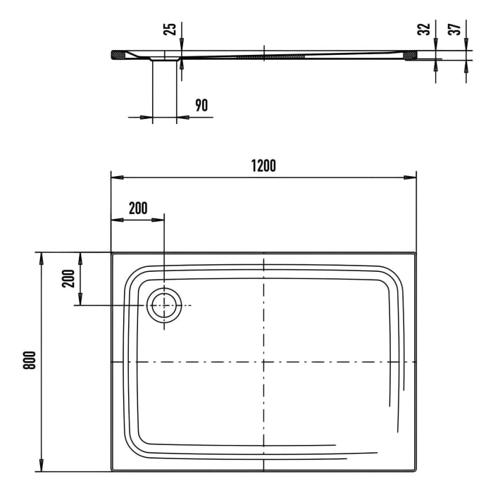 Kaldewei SUPERPLAN CLASSIC 389-5 Duschwanne 80 x 120 cm, inkl. Wannenträger extraflach