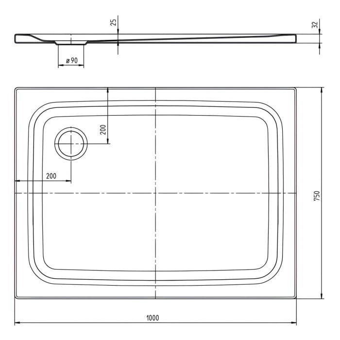 Kaldewei SUPERPLAN CLASSIC 402-1 Duschwanne 75 x 100 cm mit Secure Plus