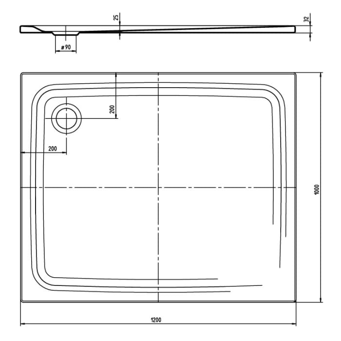 Kaldewei SUPERPLAN CLASSIC 407-1 Duschwanne 100 x 120 cm mit Secure Plus