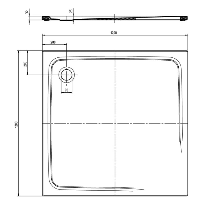 Kaldewei SUPERPLAN CLASSIC 399-5 Duschwanne 120 x 120 cm, inkl. Wannenträger extraflach