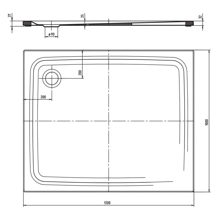 Kaldewei SUPERPLAN CLASSIC 407-5 Duschwanne 100 x 120 cm, inkl. Wannenträger extraflach