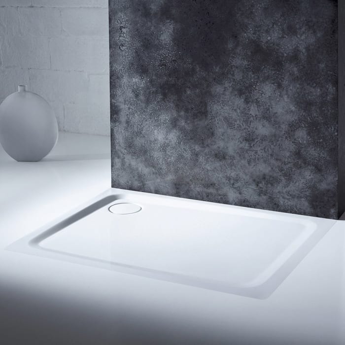 Kaldewei Superplan Plus 482-5 Duschwanne 75 x 120 cm mit Antislip und Perl-Effekt, Wannenträger extraflach