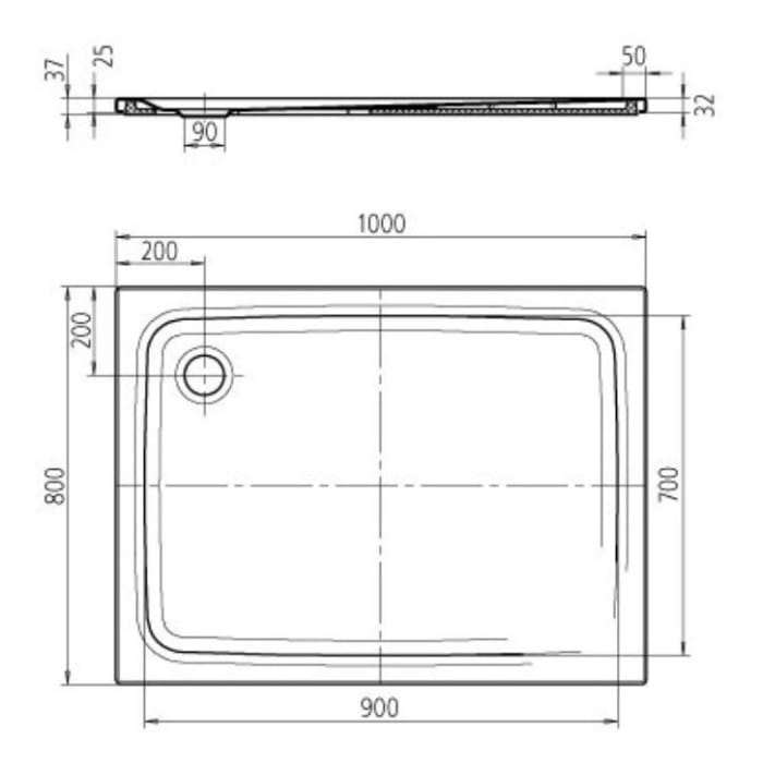 Kaldewei SUPERPLAN CLASSIC 398-5 Duschwanne 80 x 100 cm mit Secure Plus, inkl. Wannenträger extraflach