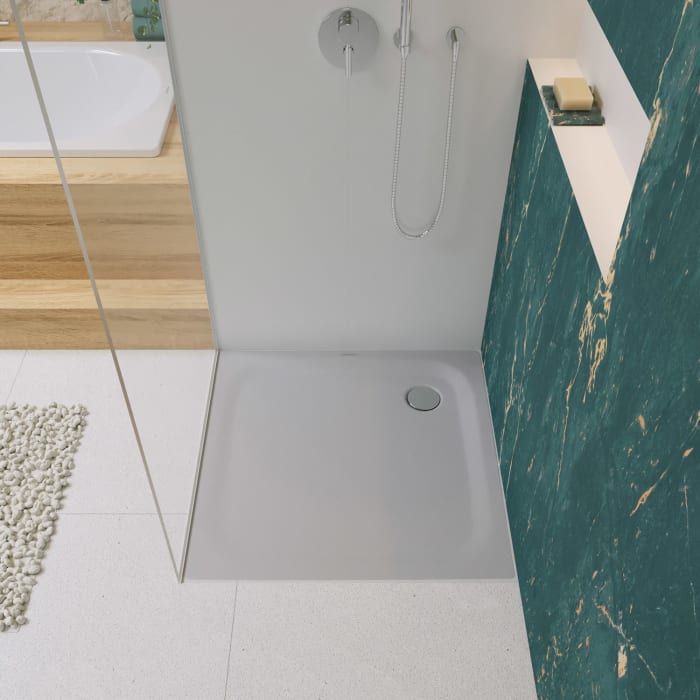 Kaldewei SUPERPLAN CLASSIC 386-5 Duschwanne 80 x 80 cm mit Secure Plus, inkl. Wannenträger extraflach