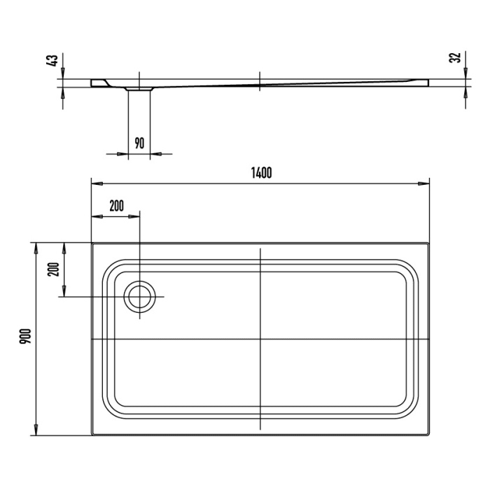 Kaldewei SUPERPLAN CLASSIC 429-1 Duschwanne 90 x 140 cm