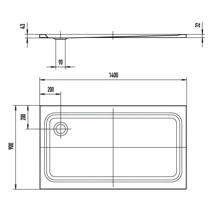 Kaldewei SUPERPLAN CLASSIC 429-1 Duschwanne 90 x 140 cm