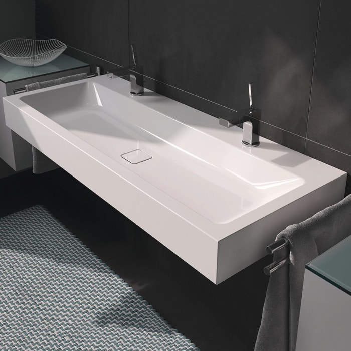 Kaldewei CONO Wandwaschtisch 3091 2 x 3 Hahnlochbohrungen, 120 cm