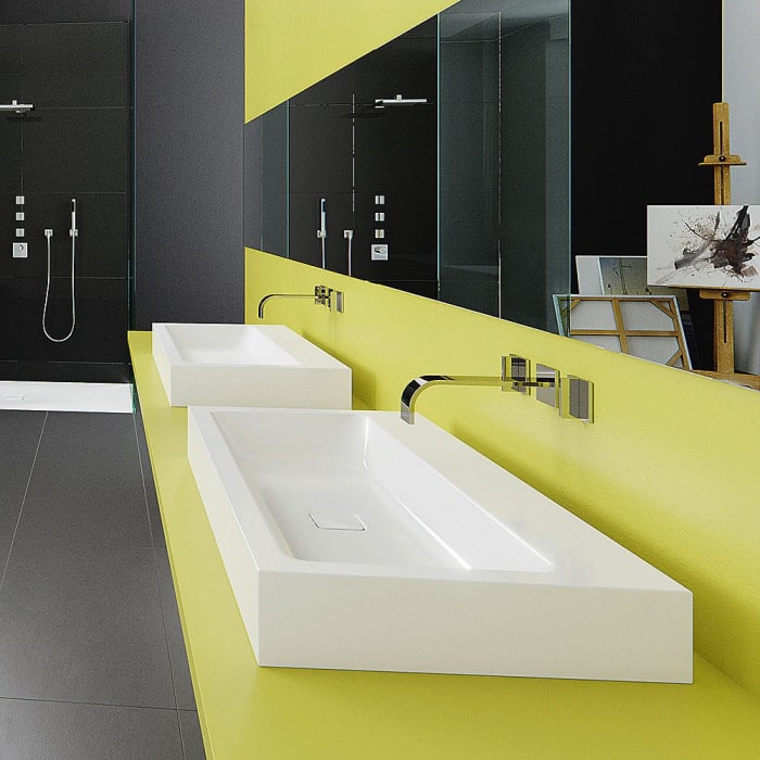 Kaldewei CONO Wandwaschtisch 3091 2 x 3 Hahnlochbohrungen, 120 cm