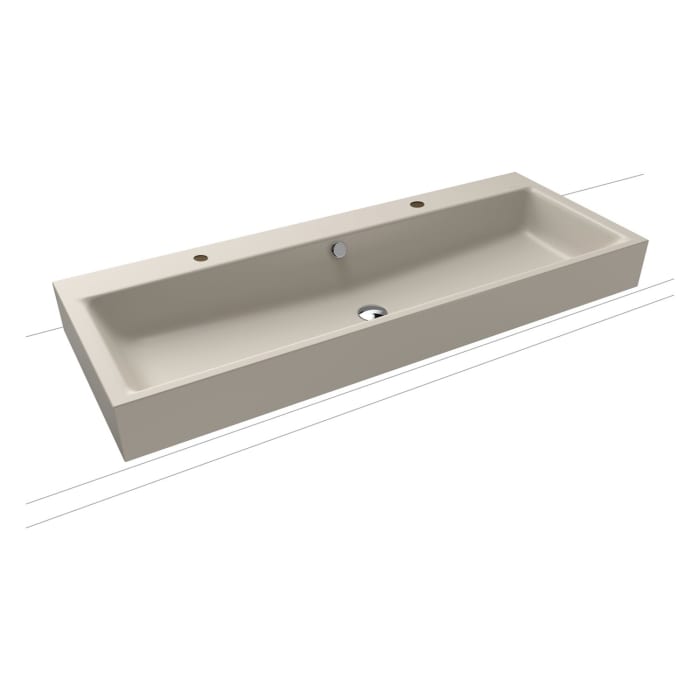 Kaldewei PURO Aufsatz- Doppelwaschtisch 3168 mit 2 Hahnlochbohrungen, 120 cm