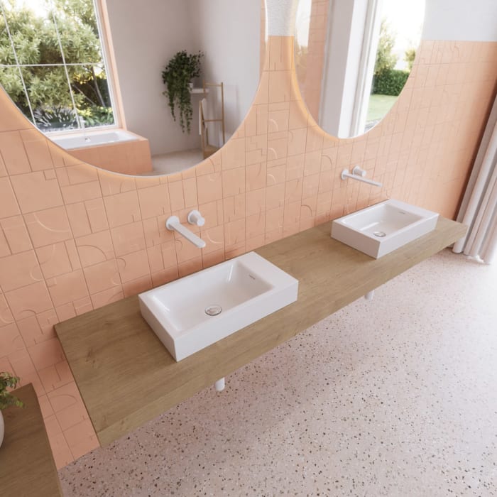 Kaldewei PURO Aufsatz-Handwaschtisch 3166, mit 1 Hahnlochbohrung links, 55 cm