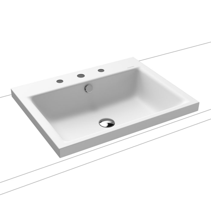 Kaldewei PURO Aufsatzwaschtisch 3154 mit 3 Hahnlochbohrungen, 60 cm