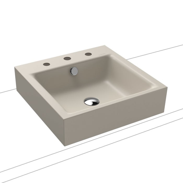 Kaldewei PURO Aufsatzwaschtisch 3156 mit 3 Hahnlochbohrungen, 46 cm