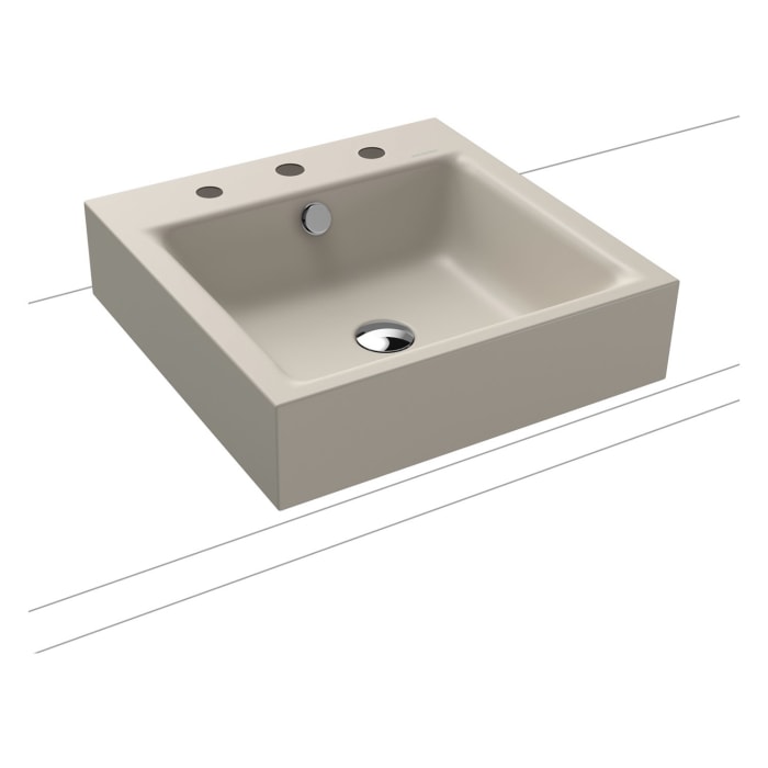 Kaldewei PURO Aufsatzwaschtisch 3156 mit 3 Hahnlochbohrungen, 46 cm