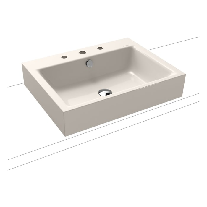 Kaldewei PURO Aufsatzwaschtisch 3157 mit 3 Hahnlochbohrungen, 60 cm