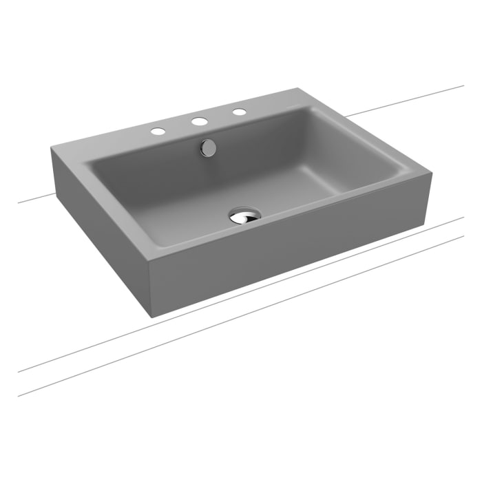Kaldewei PURO Aufsatzwaschtisch 3157 mit 3 Hahnlochbohrungen, 60 cm