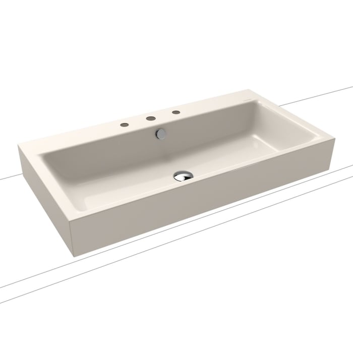 Kaldewei PURO Aufsatzwaschtisch 3158 mit 3 Hahnlochbohrungen, 90 cm