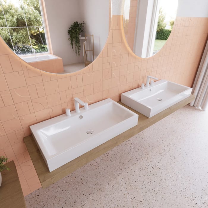 Kaldewei PURO Aufsatzwaschtisch 3158 mit 3 Hahnlochbohrungen, 90 cm