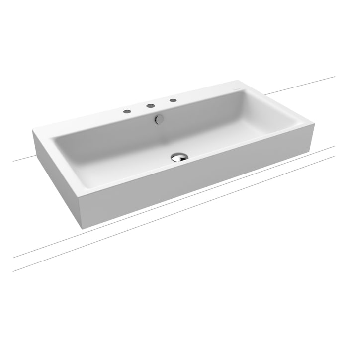 Kaldewei PURO Aufsatzwaschtisch 3158 mit 3 Hahnlochbohrungen, 90 cm