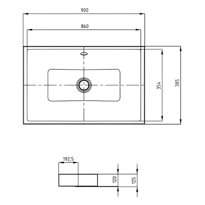 Kaldewei PURO S Aufsatzwaschtisch 3176, 90 cm