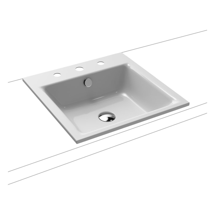 Kaldewei PURO Einbauwaschtisch 3150 mit 3 Hahnlochbohrungen, 46 cm