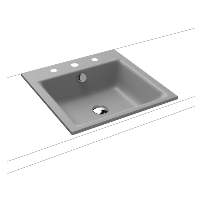 Kaldewei PURO Einbauwaschtisch 3150 mit 3 Hahnlochbohrungen, 46 cm