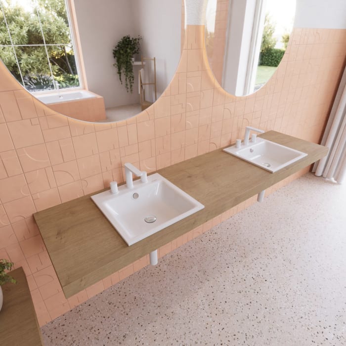 Kaldewei PURO Einbauwaschtisch 3150 mit 3 Hahnlochbohrungen, 46 cm