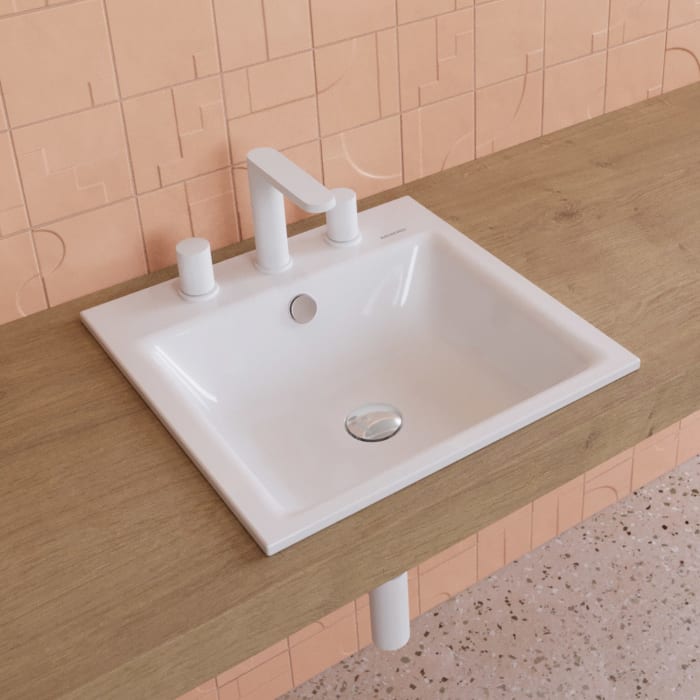 Kaldewei PURO Einbauwaschtisch 3150 mit 3 Hahnlochbohrungen, 46 cm