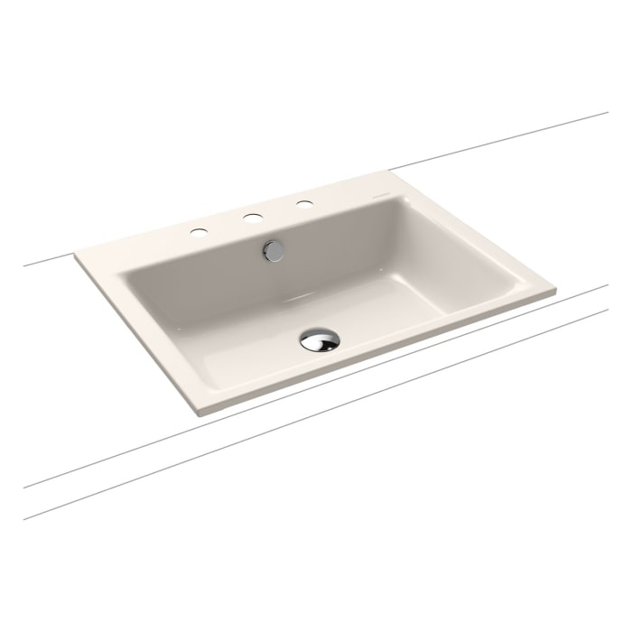 Kaldewei PURO Einbauwaschtisch 3151 mit 3 Hahnlochbohrungen, 60 cm