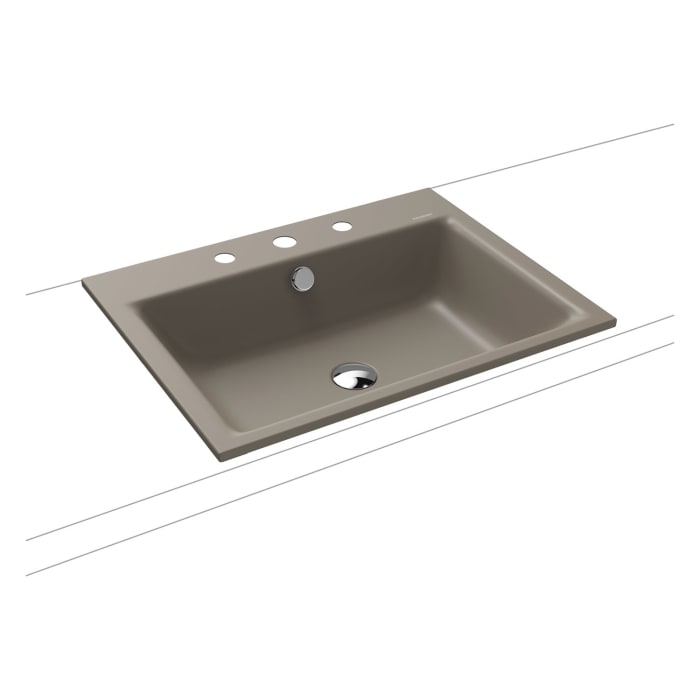 Kaldewei PURO Einbauwaschtisch 3151 mit 3 Hahnlochbohrungen, 60 cm