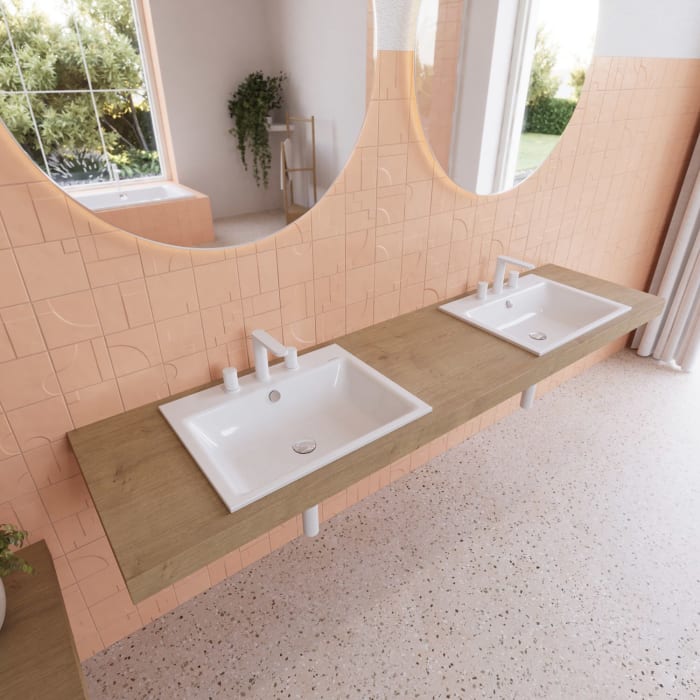 Kaldewei PURO Einbauwaschtisch 3151 mit 3 Hahnlochbohrungen, 60 cm