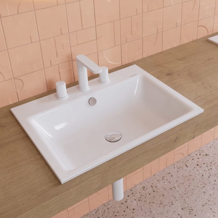 Kaldewei PURO Einbauwaschtisch 3151 mit 3 Hahnlochbohrungen, 60 cm