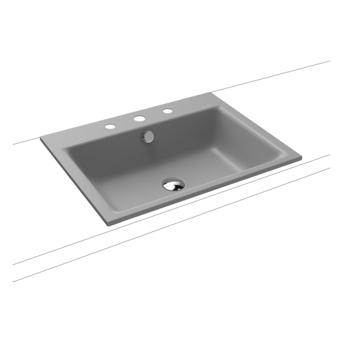 Kaldewei PURO Einbauwaschtisch 3151 mit 3 Hahnlochbohrungen, 60 cm