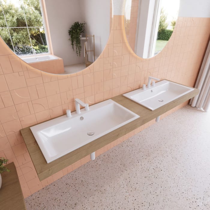 Kaldewei PURO Einbauwaschtisch 3152 mit 3 Hahnlochbohrungen, 90 cm