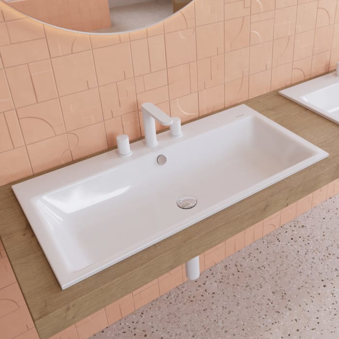 Kaldewei PURO Einbauwaschtisch 3152 mit 3 Hahnlochbohrungen, 90 cm