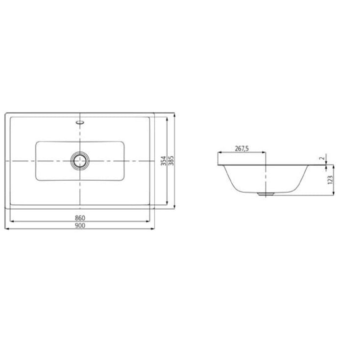 Kaldewei PURO Unterbauwaschtisch 3161, 90 cm