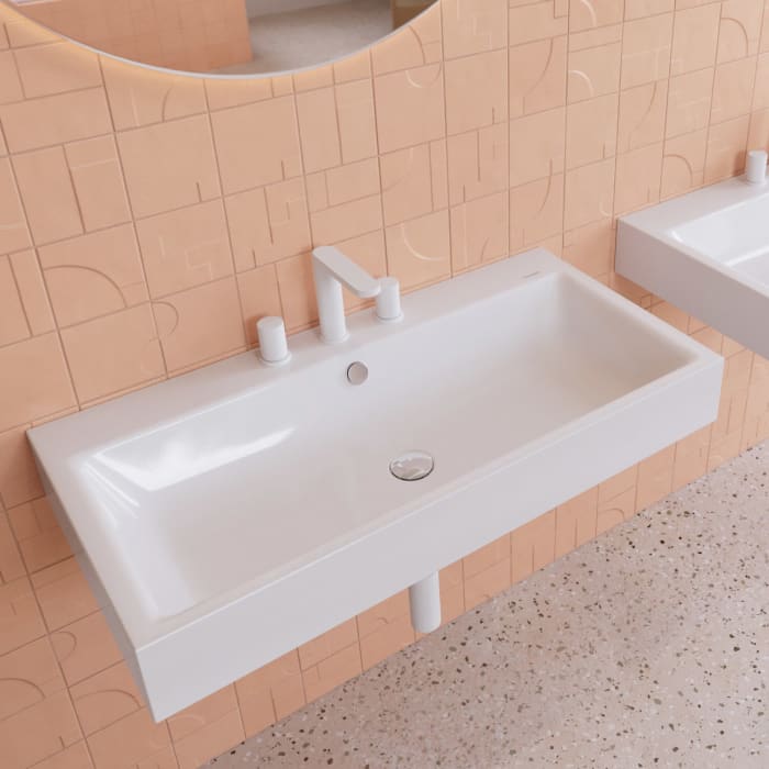 Kaldewei PURO Wandwaschtisch 3165 mit 3 Hahnlochbohrungen, 90 cm