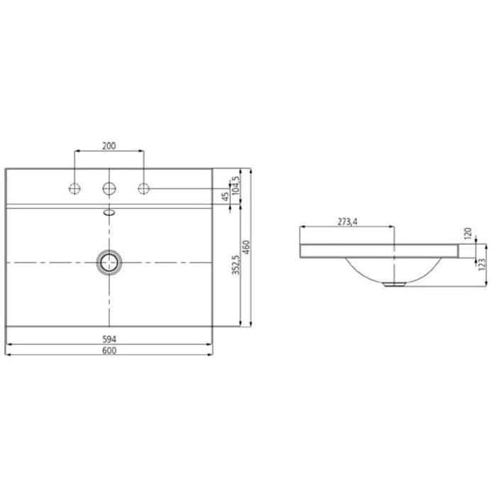 Kaldewei SILENIO Aufsatzwaschtisch 3042 ohne Hahnlochbohrung, 60 cm