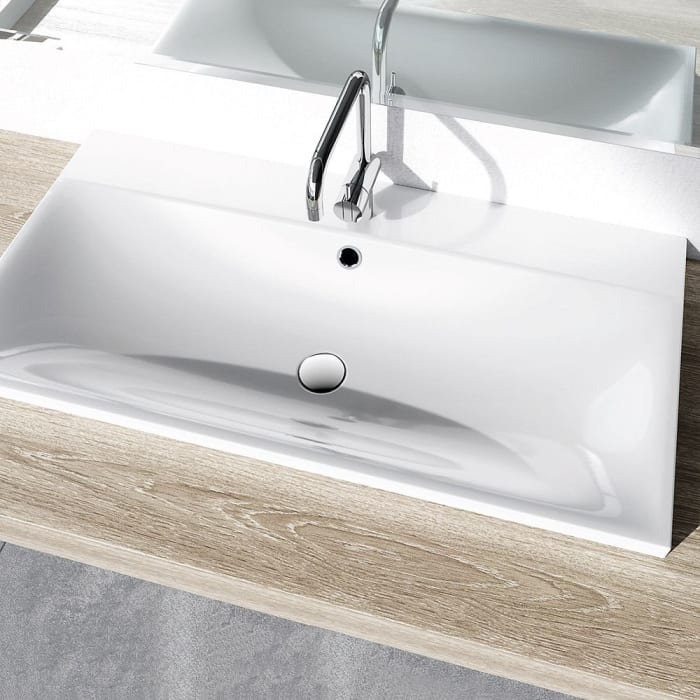 Kaldewei SILENIO Einbau- Doppelwaschtisch 3039 mit 2 Hahnlochbohrungen, 120 cm