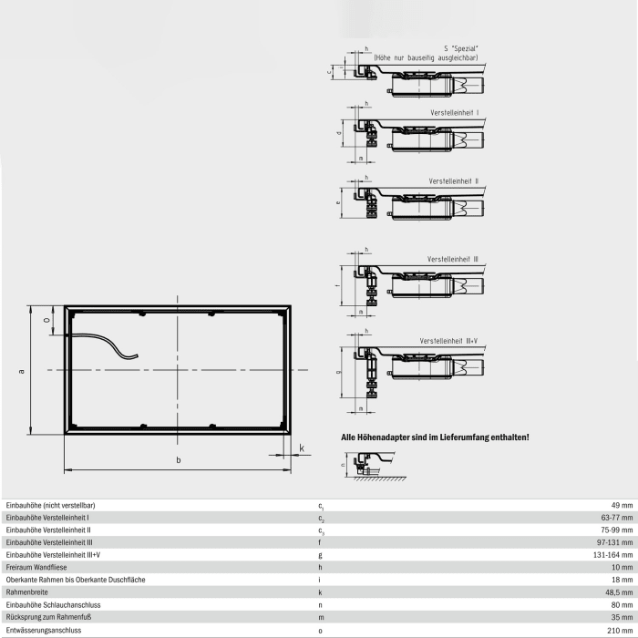 Kaldewei Einbausystemrahmen ESR Bodeneben 100 x 170 cm