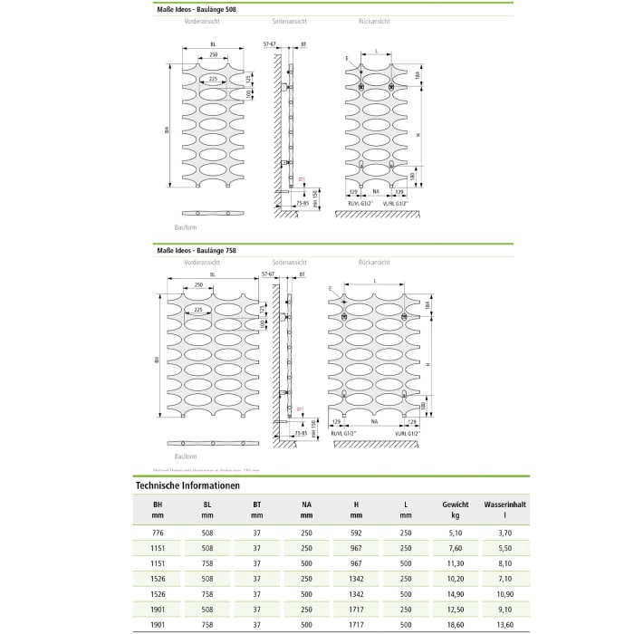 Kermi Ideos Badheizkörper 75,8 x 3,7 x 115,1 cm