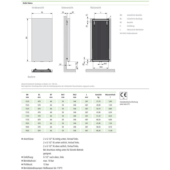 Kermi Rubeo Badheizkörper 57 x 6,6 x 172,5 cm